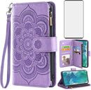 Moto Edge Plus Wallet Case Tempered Glass Screen Protector Rose Gold