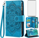 Moto Edge Plus Wallet Case Tempered Glass Screen Protector Rose Gold