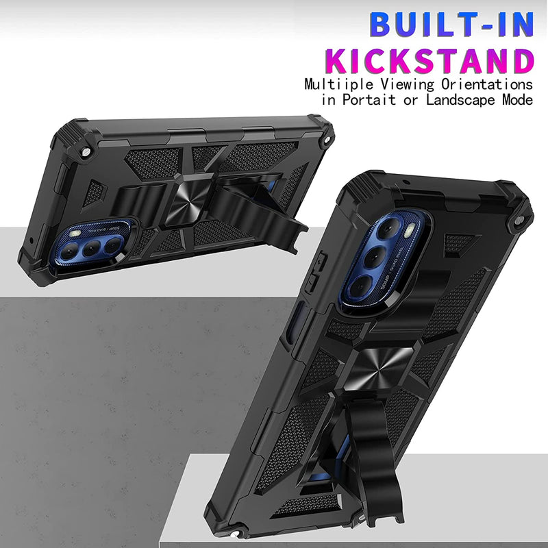 Motorola Edge Plus Case, Moto Edge Tempered Glass Protector Black Marb