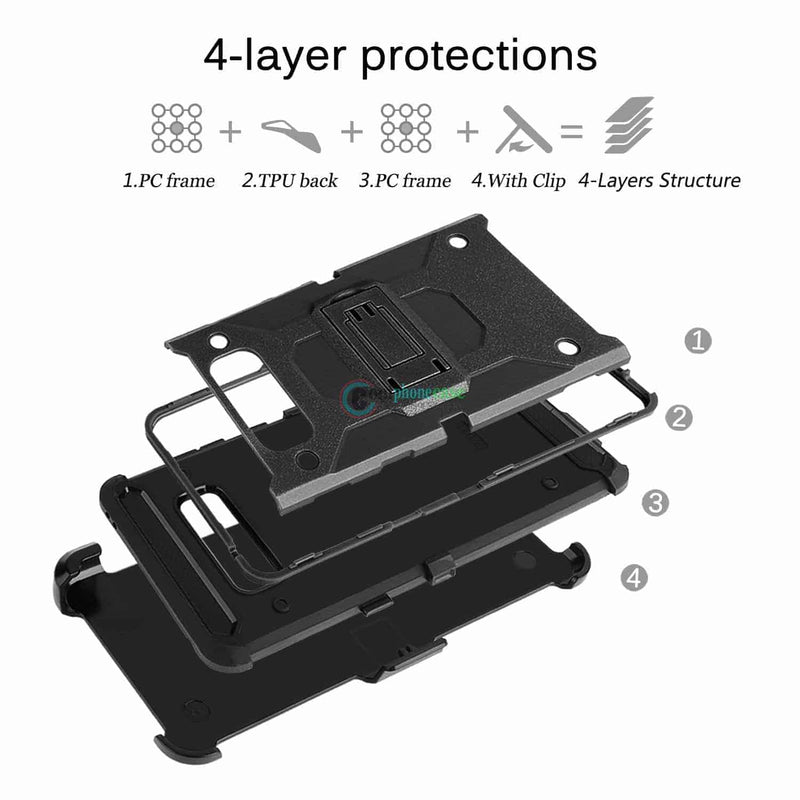 Note 8 Shockproof Armor Holster Belt Clip Rugged Case Black - Gorilla Cases