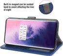 OnePlus 7 Pro Wallet Case Tempered Glass Screen Protector Flip Cover Blue