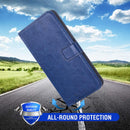 OnePlus 7 Pro Wallet Case Tempered Glass Screen Protector Flip Cover Blue