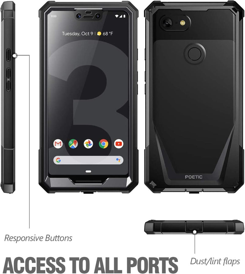 Poetic Guardian Full-Body Rugged Clear Google Pixel 3 XL Black - Gorilla Cases