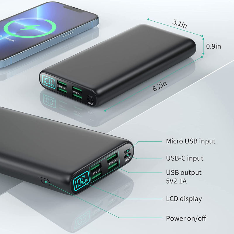 Portable Charger 38800mAh,LCD Display Power Bank,4 USB Outputs Battery Pack - Gorilla Cases