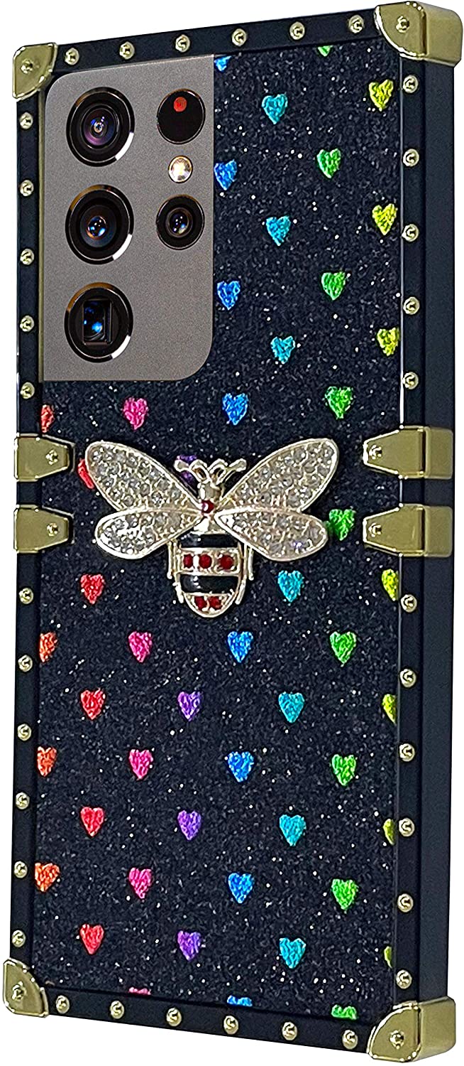 S21 Ultra Luxury Cute Bee Glitter Pink Case For Girls - Gorilla Cases