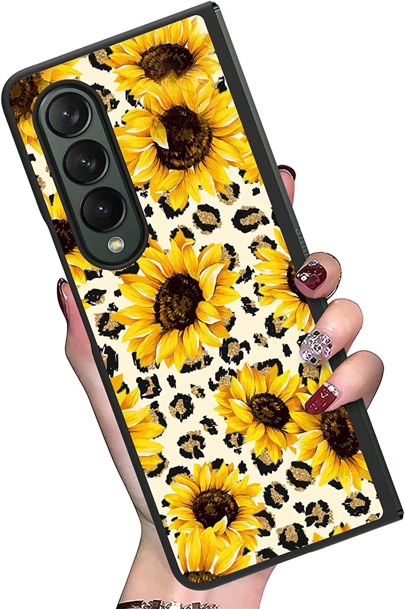 Samsung Galaxy Fold 4 Case, Flower Sunflower Leopard Design Cute Phone Cover - Gorilla Cases