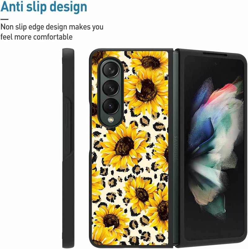 Samsung Galaxy Fold 4 Case, Flower Sunflower Leopard Design Cute Phone Cover - Gorilla Cases