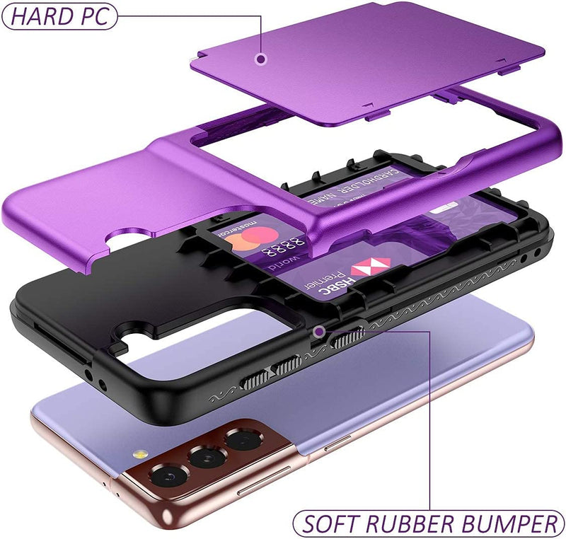Samsung Galaxy S21 Wallet Case Credit Card Holder & Hidden Mirror Purple - Gorilla Cases