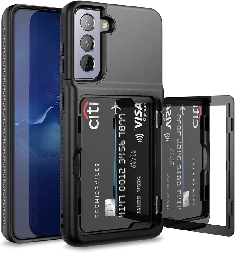 Samsung Galaxy S21 Wallet Case Credit Card Holder & Hidden Mirror Purple - Gorilla Cases