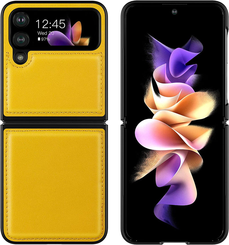 Samsung Galaxy Z Flip 4 5G Genuine Leather Back Cover - Yellow - Gorilla Cases