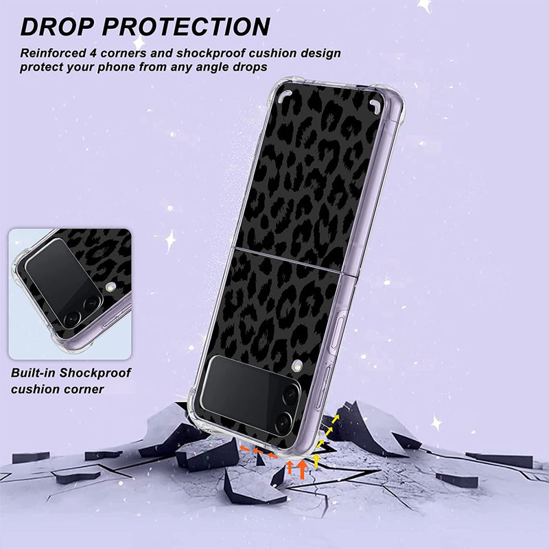 Samsung Galaxy Z Flip 4 Case, Black Leopard Clear Protective Case - Gorilla Cases