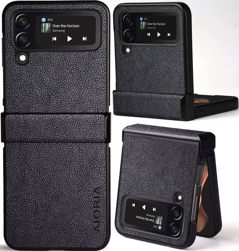 Samsung Galaxy Z Flip 4 Case, Premium Leather Phone Cover Retro (Orange) - Gorilla Cases