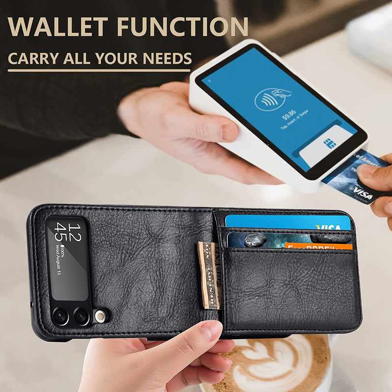 Samsung Galaxy Z Flip 4 Case Wallet Case Card Holder, Slim Fit Premium (Black) - Gorilla Cases