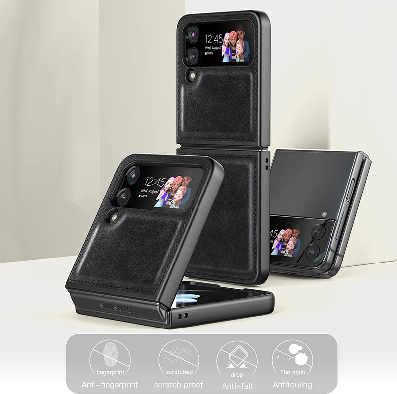 Samsung Galaxy Z Flip 4 Leather Case Phone Case (Black) - Gorilla Cases