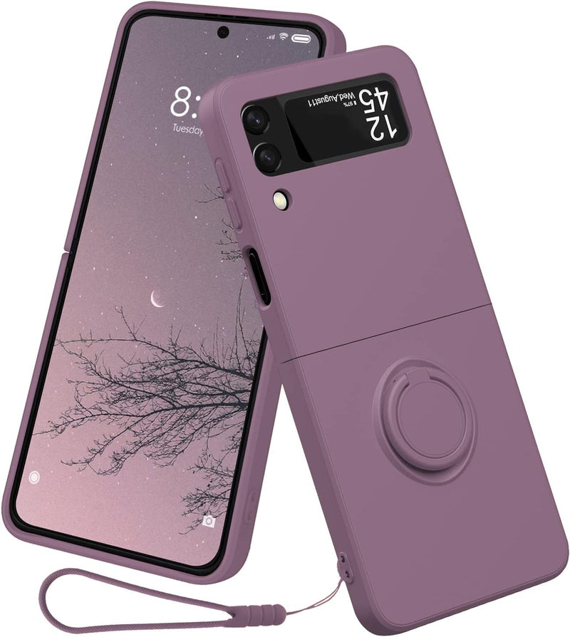Samsung Galaxy Z Flip4 Silicone Ring 360°Protective flip Cover (Purple) - Gorilla Cases