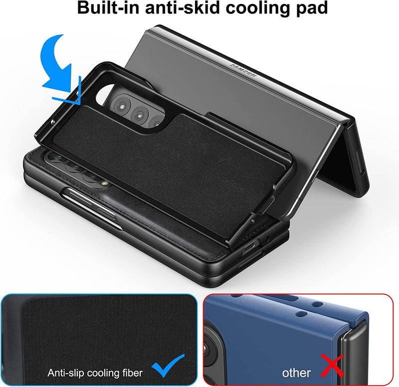 Samsung Galaxy Z Fold 4 5G Case, Galaxy Z Fold 4 Leather Case Black - Gorilla Cases