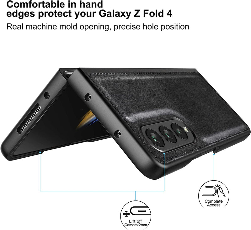 Samsung Galaxy Z Fold 4 5G Case, Galaxy Z Fold 4 Leather Case Black Samsung Galaxy Z Fold 4 5G Case, Galaxy Z Fold 4 Leather Case Black