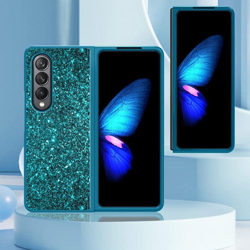 Samsung Galaxy Z Flip 4 Case Bling Glitter Cute Case Women - Blue