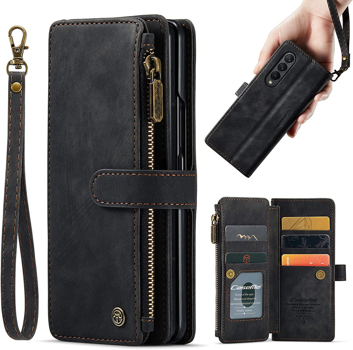 Galaxy Z Fold 4 Magnetic Wallet Case with Zipper