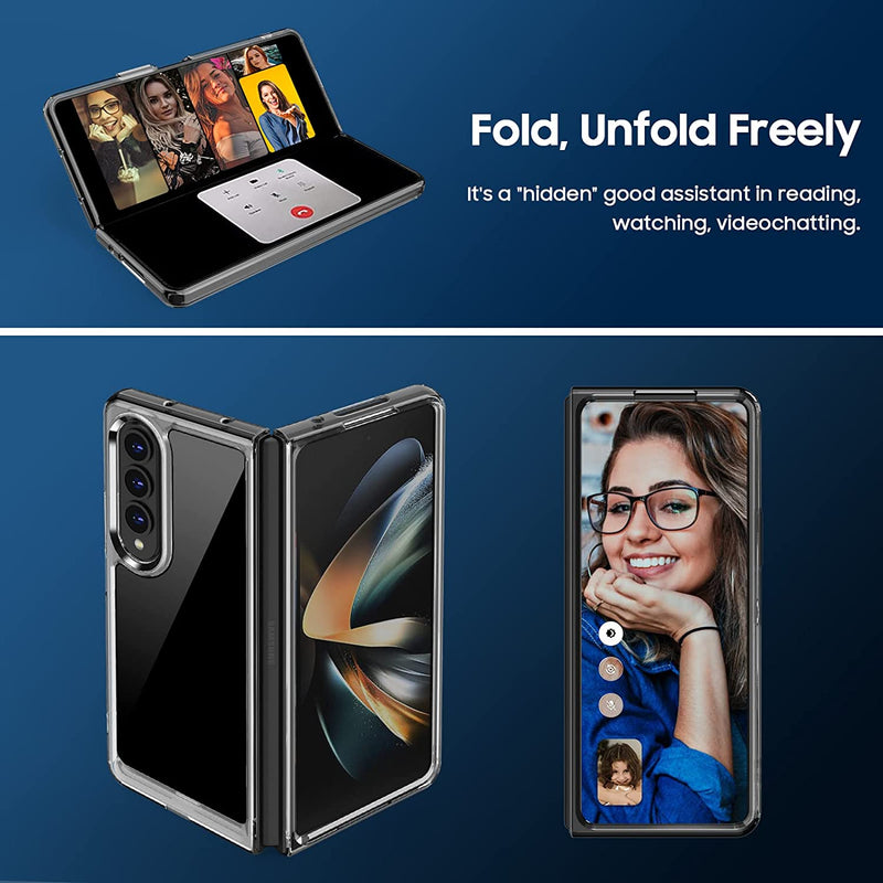 Samsung Galaxy Z Fold 4 Clear Case, Crystal Flexible Edges Hard Back (Pure Clear) - Gorilla Cases