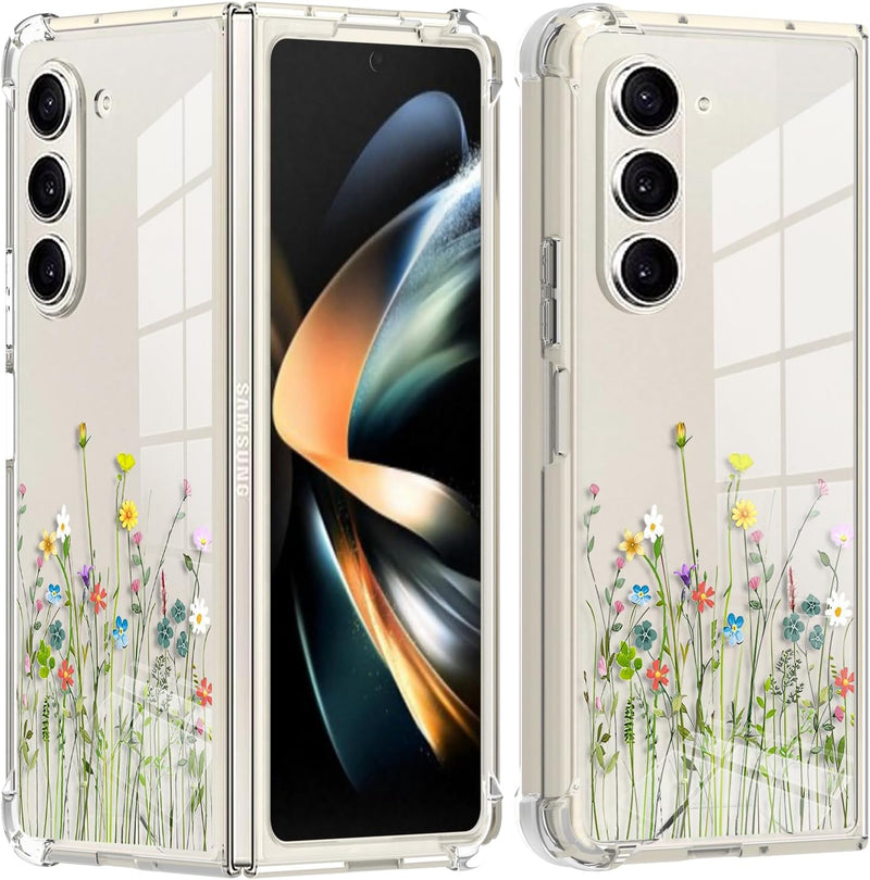 Samsung Galaxy Z Fold 5 Case Flower Clear Floral Phone Case - Gorilla Cases