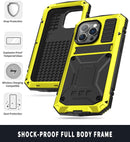 Simicoo iPhone 14 Plus Metal Case Screen Protector Camera Protector Dustproof Case Yellow