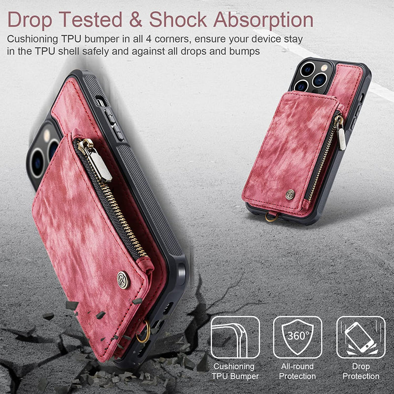 Strapurs Wallet Case iPhone 13 Pro Max Protective Case 6.7",Fashion Red - Gorilla Cases