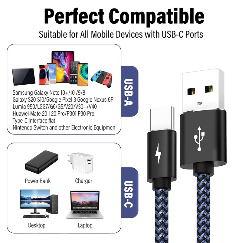USB A to Type C Cable,Harerfong Fast Charging Feet Braided USB Cable - Gorilla Cases