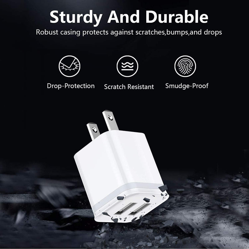 USB Wall Charger, LUOATIP Dual Port USB Cube Power Adapter Charger Plug Block - Gorilla Cases