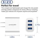 Wall Charger, Amoner Upgraded 2Pack 15W 3 - Port USB Plug Cube Portable