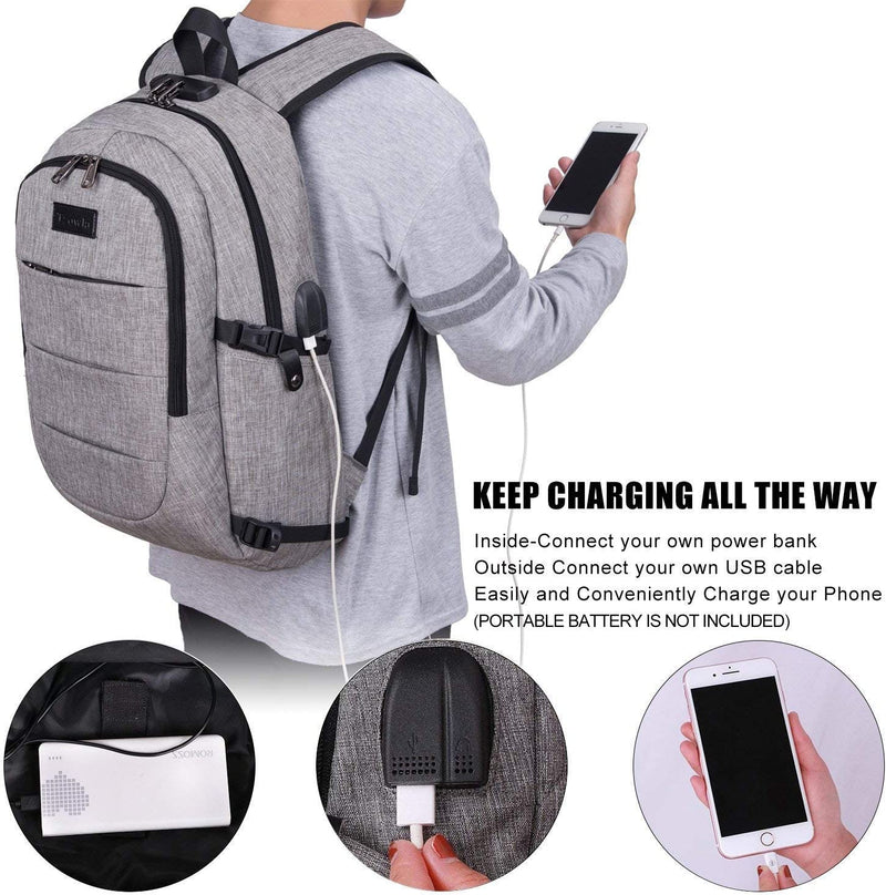 Water Resistant Travel Work School Backpack with USB Charging and Lock - Gorilla Cases