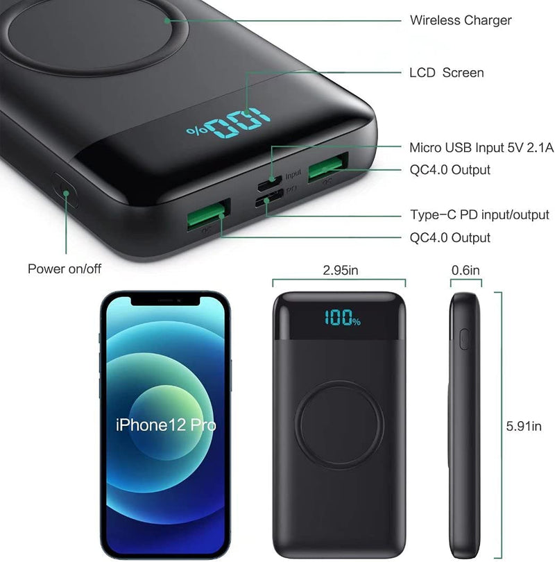 Wireless Portable Charger Fast Charging Smart LED Display USB-C Power Bank - Gorilla Cases